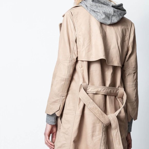 ZADIG & VOLTAIRE MIAD LEATHER TRENCH COAT 38 - Picture 4 of 9